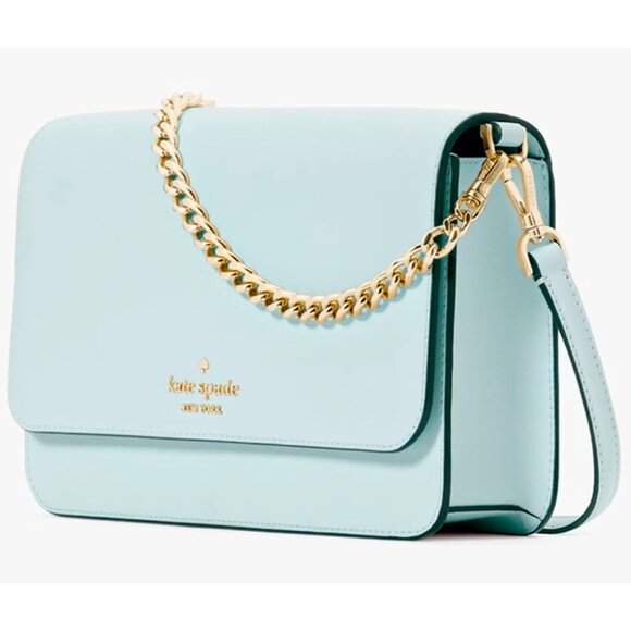 S Kate Spade Madison Flap Crossbody Bag Blue Leather Chain KC430 NWT $349 - Picture 1 of 4